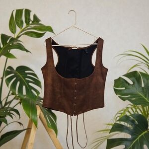 Brown Suede Corset Vest